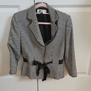 Kasper Black and White Houndstooth Blazer By Tahari Arthur S. Levine